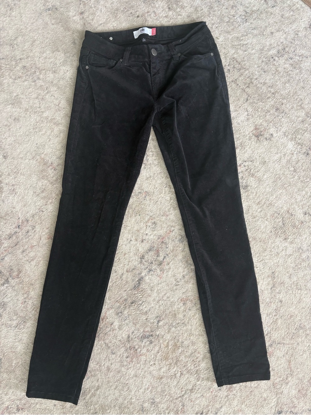 CAbi Women’s Skinny Jeans in Black corduroy/velvet feel